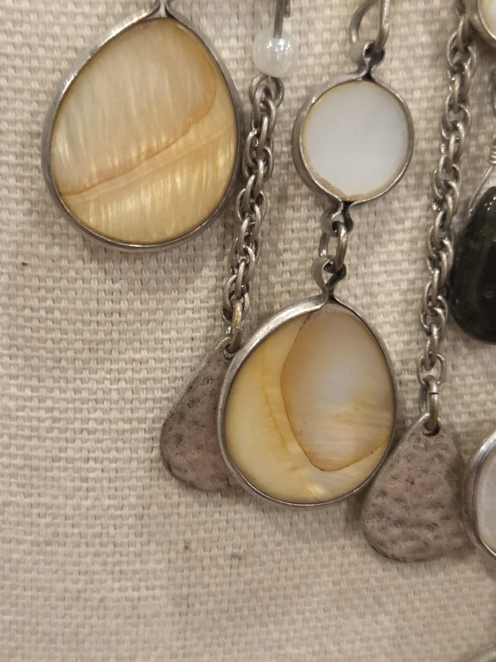 Chico's Black and Cream Multi-Drop Pendant Bib Necklace